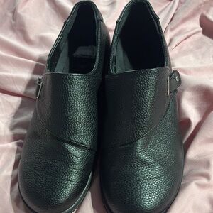 Black Textured Moccasins with Elastic Panels